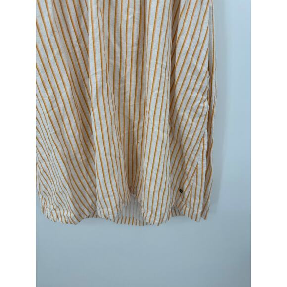 Roxy Orange White Striped Halter Neck Mini Dress Linen Viscose Pockets Women XL - Picture 3 of 9